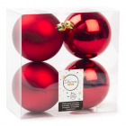Decoris Kerstballen | Ø 10 cm | 4 stuks (Rood) 022167 K151000414