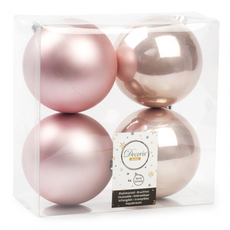 Decoris Kerstballen | Ø 10 cm | 4 stuks (Roze) 022215 K151000436 - 1