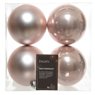 Decoris Kerstballen | Ø 10 cm | 4 stuks (Roze) 022215 K151000436 - 