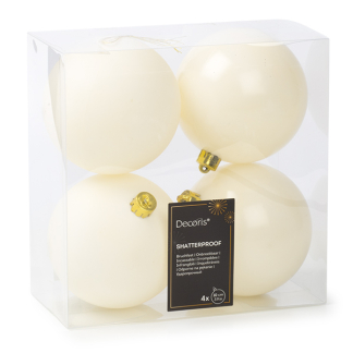 Decoris Kerstballen | Ø 10 cm | 4 stuks  (Wit) 22209 K151000730 - 1