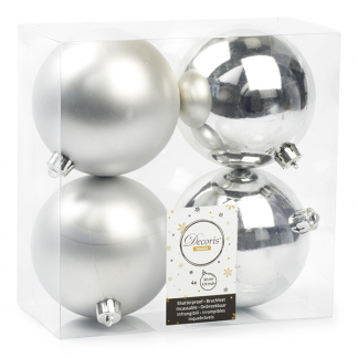 Decoris Kerstballen | Ø 10 cm | 4 stuks (Zilver) 022166 K151000425 - 