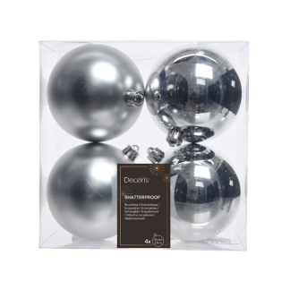 Decoris Kerstballen | Ø 10 cm | 4 stuks (Zilver) 022166 K151000425 - 