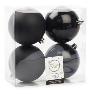 Decoris Kerstballen | Ø 10 cm | 4 stuks (Zwart) 022222 K151000469 - 