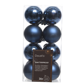 Decoris Kerstballen | Ø 4 cm | 16 stuks (Blauw) 021801 K151000444 - 