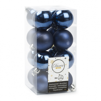 Decoris Kerstballen | Ø 4 cm | 16 stuks (Blauw) 021801 K151000444 - 