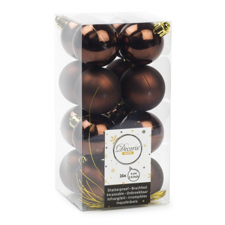 Decoris Kerstballen | Ø 4 cm | 16 stuks (Bruin) 021764 K151000455 - 