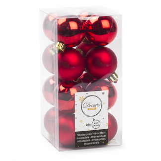 Decoris Kerstballen | Ø 4 cm | 16 stuks (Rood) 021777 K151000411 - 1