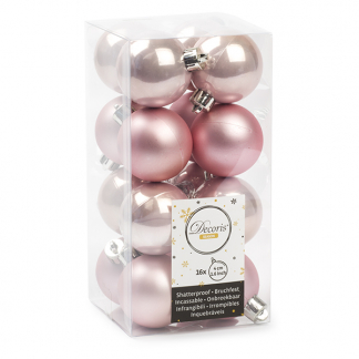 Decoris Kerstballen | Ø 4 cm | 16 stuks (Roze) 021788 K151000433 - 1