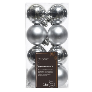 Decoris Kerstballen | Ø 4 cm | 16 stuks (Zilver) 021776 K151000422 - 