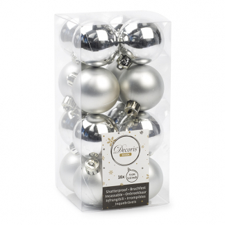 Decoris Kerstballen | Ø 4 cm | 16 stuks (Zilver) 021776 K151000422 - 