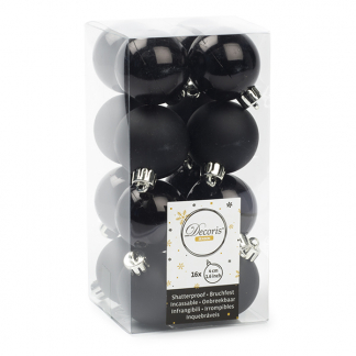 Decoris Kerstballen | Ø 4 cm | 16 stuks (Zwart) 021716 K151000466 - 1
