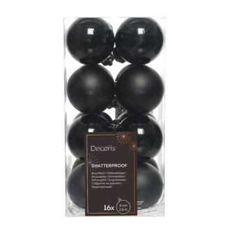 Decoris Kerstballen | Ø 4 cm | 16 stuks (Zwart) 021716 K151000466 - 