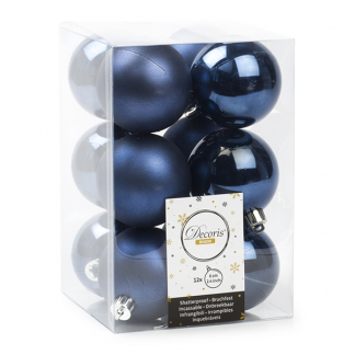 Decoris Kerstballen | Ø 6 cm | 12 stuks (Blauw) 021974 K151000445 - 