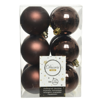 Decoris Kerstballen | Ø 6 cm | 12 stuks (Bruin) 021846 K151000456 - 
