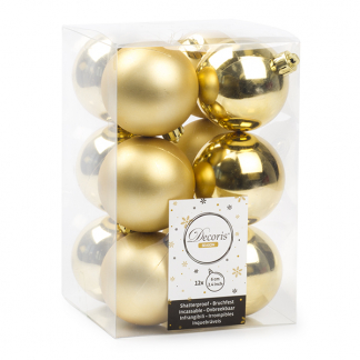Decoris Kerstballen | Ø 6 cm | 12 stuks (Goud) 021830 K151000401 - 1