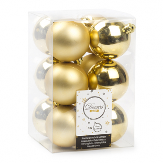 Decoris Kerstballen | Ø 6 cm | 12 stuks (Goud) 021830 K151000401 - 