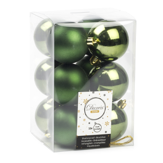 Decoris Kerstballen | Ø 6 cm | 12 stuks (Groen) 21975 K151000488 - 1
