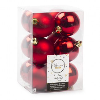 Decoris Kerstballen | Ø 6 cm | 12 stuks (Rood) 021832 K151000412 - 