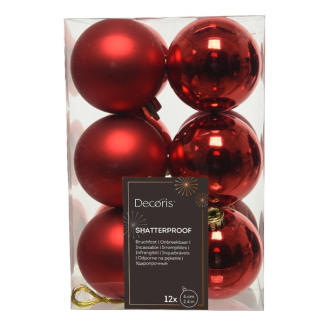 Decoris Kerstballen | Ø 6 cm | 12 stuks (Rood) 021832 K151000412 - 3