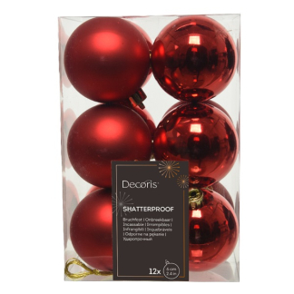 Decoris Kerstballen | Ø 6 cm | 12 stuks (Rood) 021832 K151000412 - 