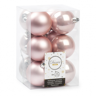 Decoris Kerstballen | Ø 6 cm | 12 stuks (Roze) 021924 K151000434 - 