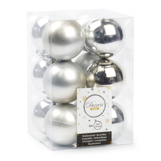 Decoris Kerstballen | Ø 6 cm | 12 stuks (Zilver) 021831 K151000423 - 