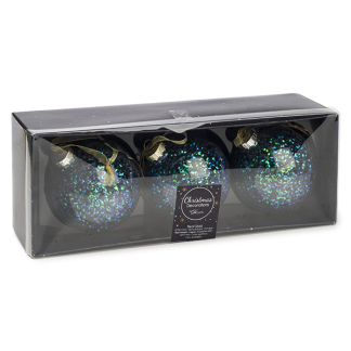 Decoris Kerstballen | Ø 8 cm | 3 stuks (Blauw) 62100 K151000617 - 1