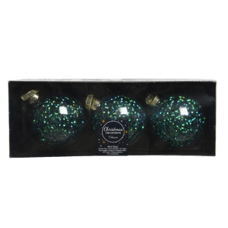 Decoris Kerstballen | Ø 8 cm | 3 stuks (Blauw) 62100 K151000617 - 3