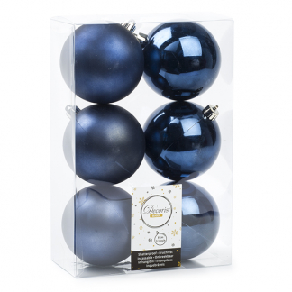 Decoris Kerstballen | Ø 8 cm | 6 stuks (Blauw) 022156 K151000446 - 