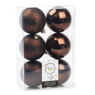 Decoris Kerstballen | Ø 8 cm | 6 stuks (Bruin) 022055 K151000457 - 