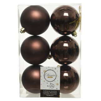 Decoris Kerstballen | Ø 8 cm | 6 stuks (Bruin) 022055 K151000457 - 