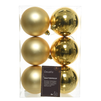 Decoris Kerstballen | Ø 8 cm | 6 stuks (Goud) 022050 K151000402 - 