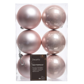 Decoris Kerstballen | Ø 8 cm | 6 stuks (Roze) 022114 K151000435 - 