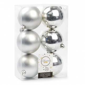 Decoris Kerstballen | Ø 8 cm | 6 stuks (Zilver) 022051 K151000424 - 1