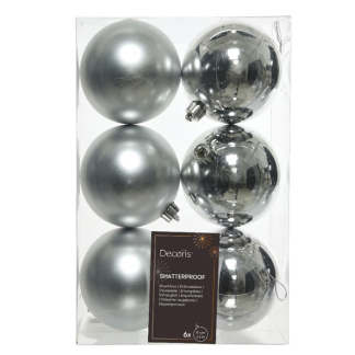 Decoris Kerstballen | Ø 8 cm | 6 stuks (Zilver) 022051 K151000424 - 