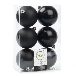 Decoris Kerstballen | Ø 8 cm | 6 stuks (Zwart) 022017 K151000468 - 