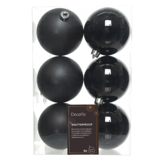 Decoris Kerstballen | Ø 8 cm | 6 stuks (Zwart) 022017 K151000468 - 