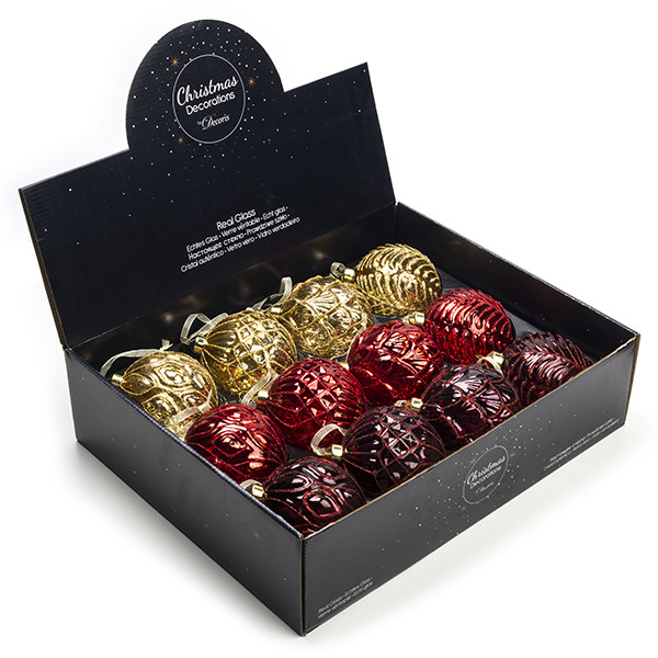 Decoris Kerstballen set | Decoris | Ø 10 cm | 12 stuks (3-kleurig) 68523 K151000610 - 1