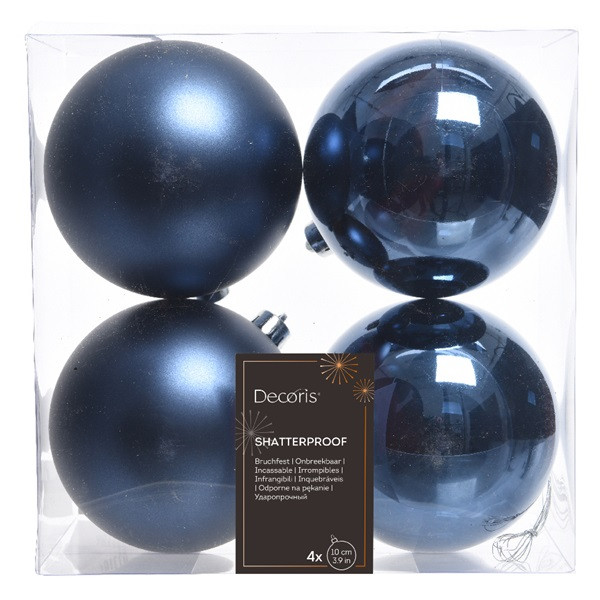 Decoris Kerstballen set | Decoris | Ø 10 cm | 4 stuks (Blauw) 022186 K151000447 - 3