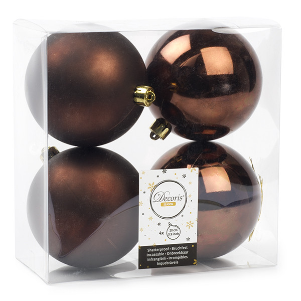 Decoris Kerstballen set | Decoris | Ø 10 cm | 4 stuks (Bruin) 022207 K151000458 - 1
