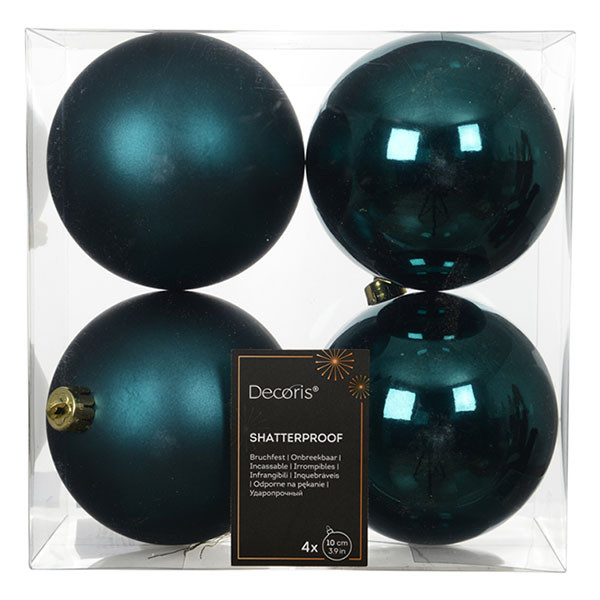 Decoris Kerstballen set | Decoris | Ø 10 cm | 4 stuks (Emerald) 23227 K151001642 - 1