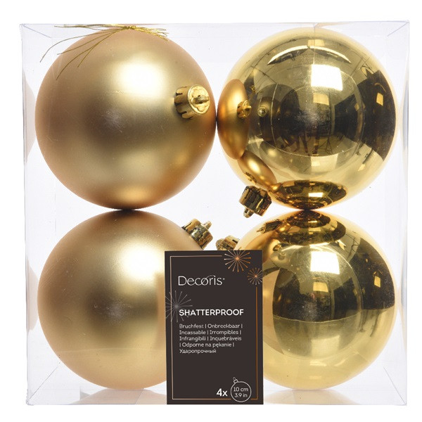 Decoris Kerstballen set | Decoris | Ø 10 cm | 4 stuks (Goud) 022165 K151000403 - 3