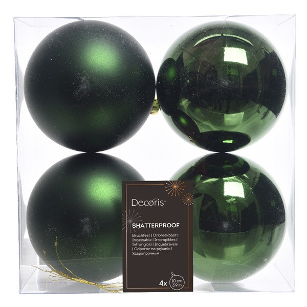 Decoris Kerstballen set | Decoris | Ø 10 cm | 4 stuks (Groen) 22187 K151000490 - 2