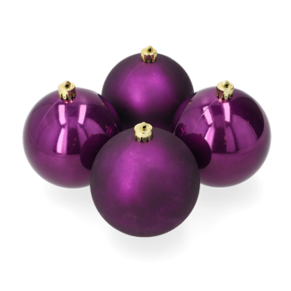 Decoris Kerstballen set | Decoris | Ø 10 cm | 4 stuks (Paars) 22820 K151000918 - 1
