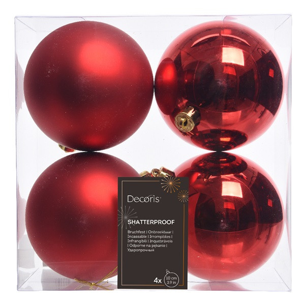 Decoris Kerstballen set | Decoris | Ø 10 cm | 4 stuks (Rood) 022167 K151000414 - 3