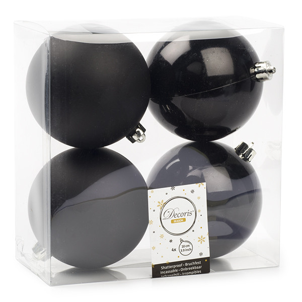 Decoris Kerstballen set | Decoris | Ø 10 cm | 4 stuks (Zwart) 022222 K151000469 - 1
