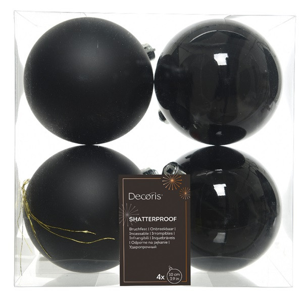 Decoris Kerstballen set | Decoris | Ø 10 cm | 4 stuks (Zwart) 022222 K151000469 - 3