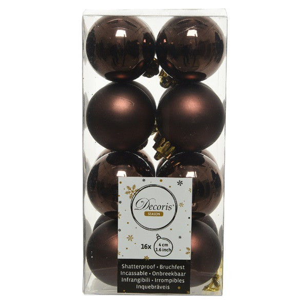 Decoris Kerstballen set | Decoris | Ø 4 cm | 16 stuks (Bruin) 021764 K151000455 - 2