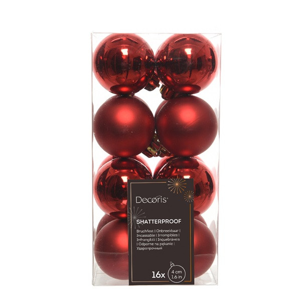 Decoris Kerstballen set | Decoris | Ø 4 cm | 16 stuks (Rood) 021777 K151000411 - 3