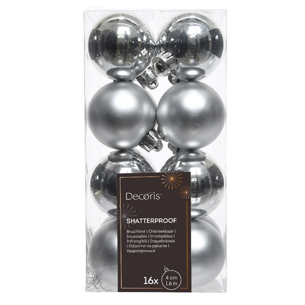 Decoris Kerstballen set | Decoris | Ø 4 cm | 16 stuks (Zilver) 021776 K151000422 - 2